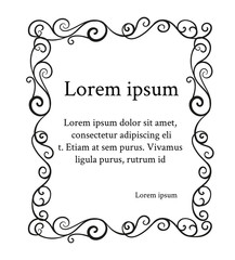 Decorative frame curls and scrolls element. Floral border.