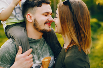 Cute family in a park