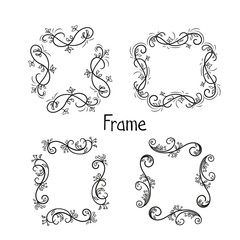 Set of frame curls and scrolls element.