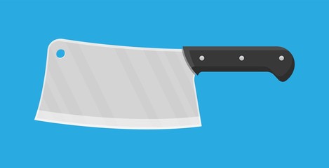 Butcher knife. Kitchen cleaver knife for meat. Vector illustration in flat style.