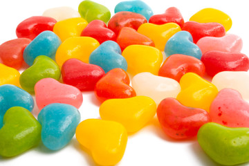 heart shaped jelly beans isolated