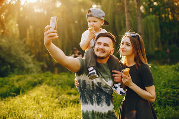 Cute family in a park