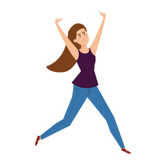 beautiful and young woman celebrating character