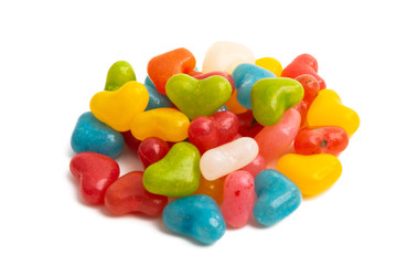 heart shaped jelly beans isolated