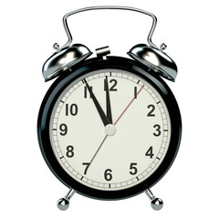 Alarm clock on white background. 3D rendering