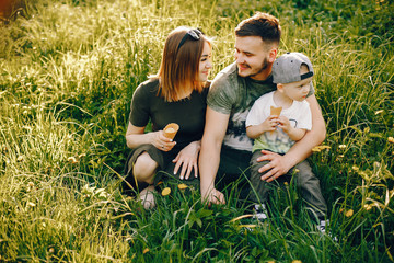 Cute family in a park