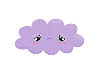 Sad cloud on white background. Cloudy concept.