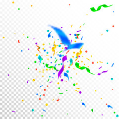 Streamers and confetti. Festive tinsel and foil ri