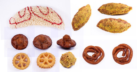 Kokis, Kewum, Aluwa and Aasmi. Sri Lankan Traditional Sweet Foods