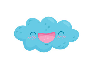 Smiling cloud on white background. Vector illustration.