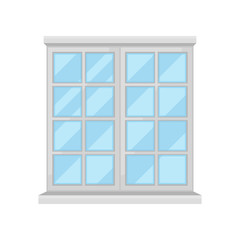 Window with plastic frame on white background.