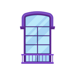 Windows with purple frame on white background.