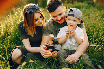 Cute family in a park