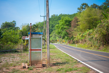  Public telephone booth that is overlooked