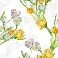 Seamless pattern of spring flowers.