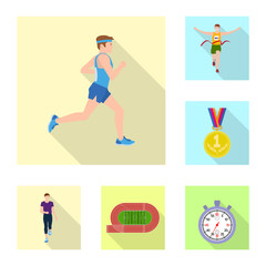 Isolated object of sport  and winner logo. Set of sport  and fitness  vector icon for stock.