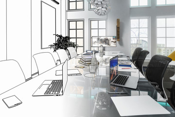 Inside the meeting room (planning) - 3d illustration