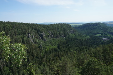 Fototapeta na wymiar Panorama in Rock Towns of Adrspach in the Czech Republic