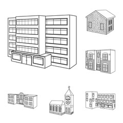 Vector illustration of city and construction icon. Set of city and estate stock vector illustration.