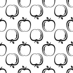 Apple Icon Seamless Pattern, Fruit / Food Icon