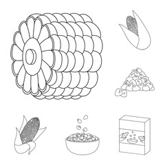 Isolated object of farm and crop icon. Set of farm and nutrition stock symbol for web.