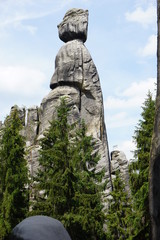 Majestic rocks in interesting shapes in Rock Towns of Adrspach in the Czech Republic