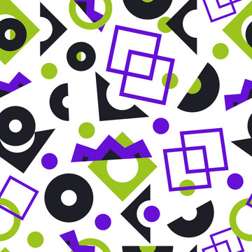 Geometric yellow and parple seamless pattern