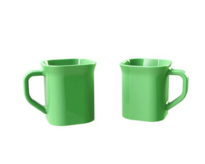 Green cup on white background, 3d illustration - illustration