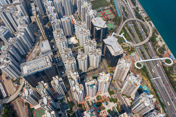 Top view of city in Hong Kong