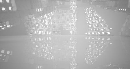 Obraz premium White smooth abstract architectural background. Night view with illumination. 3D illustration and rendering