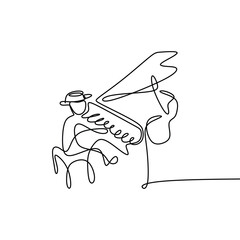 Continuous Drawing Line playing the piano. © ngupakarti