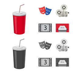 Isolated object of television and filming sign. Collection of television and viewing vector icon for stock.