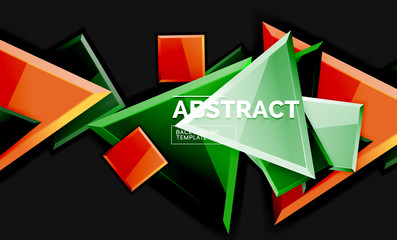 Glossy squares and triangles geometric backgrounds