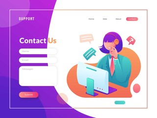 Contact Us page concept flat illustration