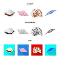 Naklejka premium Isolated object of animal and decoration sign. Set of animal and ocean vector icon for stock.