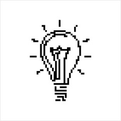 Bulb Icon Pixel Art, Bulb Pixelated Form