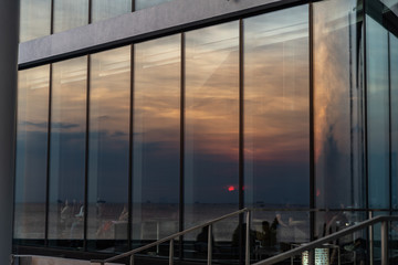 Sunset at reflect to building Mirror