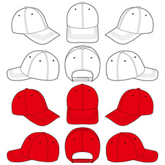 Baseball Cap fashion flat sketch template