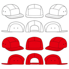 Camp Cap fashion flat sketch template