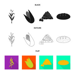 Vector illustration of cornfield and vegetable logo. Collection of cornfield and vegetarian stock vector illustration.