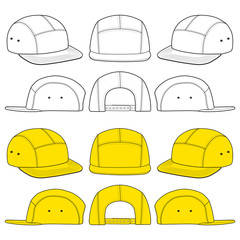 Camp Cap fashion flat sketch template