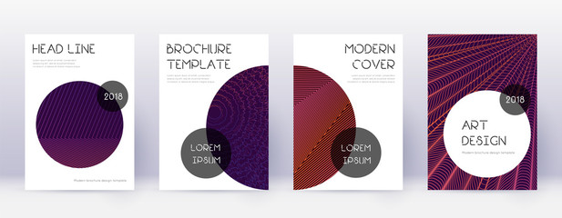 Trendy brochure design template set. Violet abstra