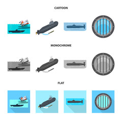 Fototapeta premium Vector illustration of war and ship icon. Set of war and fleet stock vector illustration.