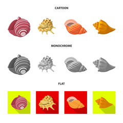 Vector illustration of animal and decoration icon. Set of animal and ocean stock symbol for web.