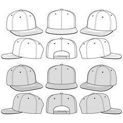 Snapback Cap fashion flat sketch template