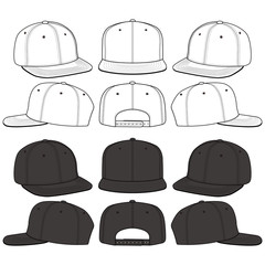 Snapback Cap fashion flat sketch template