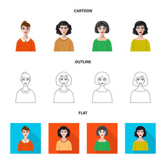 Vector design of hairstyle and profession  logo. Collection of hairstyle and character  stock vector illustration.