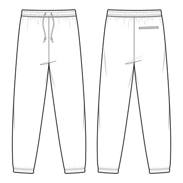 SWEAT PANTS Fashion Flat Sketch Template