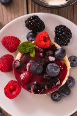 Cheesecakes with mixed berries.