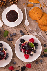 Cheesecakes with mixed berries.